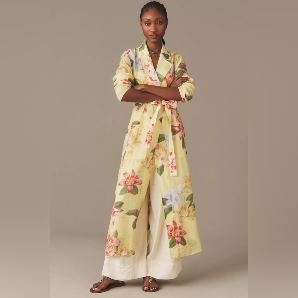 NWT Maeve Sheer Printed Trench Coat